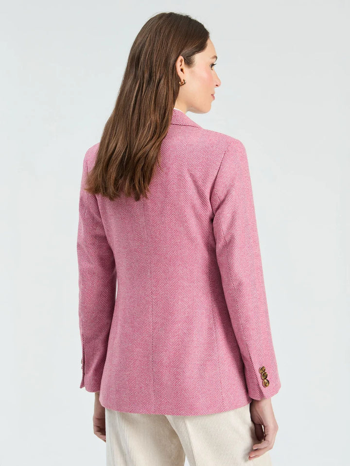 SOPHIA PINK HERRINGBONE BLAZER (PINK) - VILAGALLO