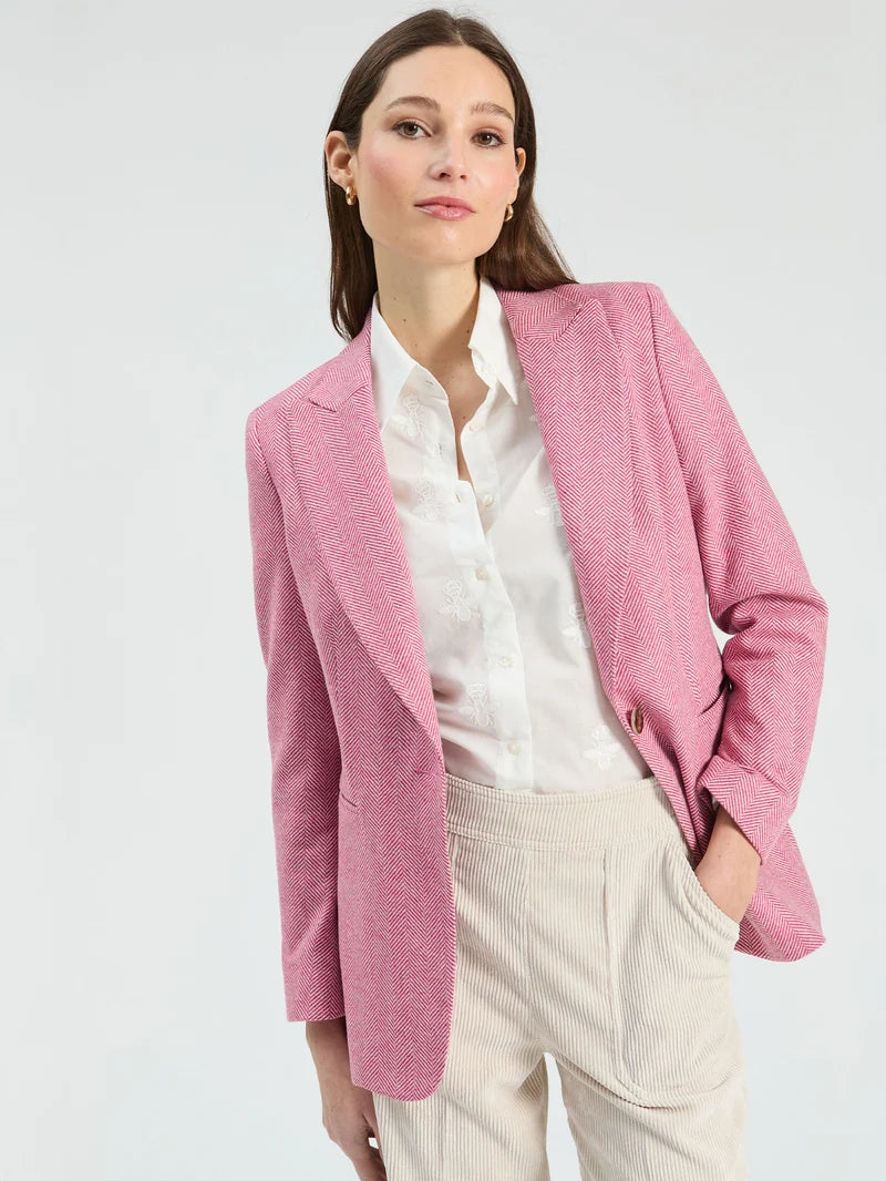 SOPHIA PINK HERRINGBONE BLAZER (PINK) - VILAGALLO
