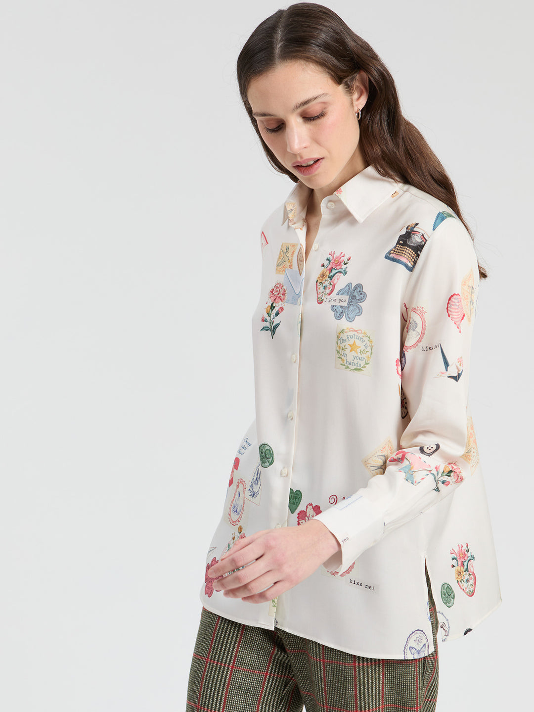 MARIELA MULTICOLOUR LOVE PRINT SHIRT - VILAGALLO