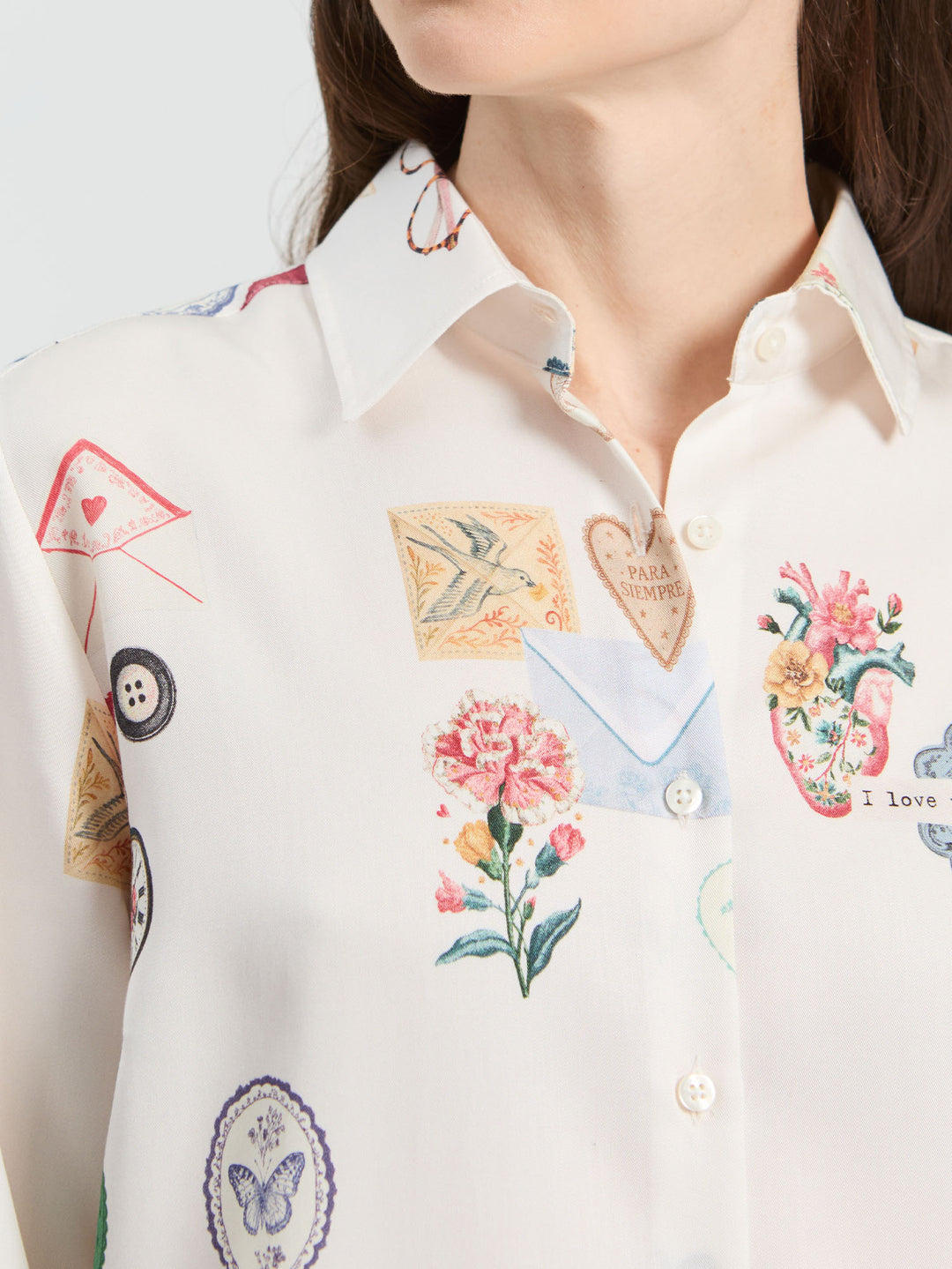 MARIELA MULTICOLOUR LOVE PRINT SHIRT - VILAGALLO