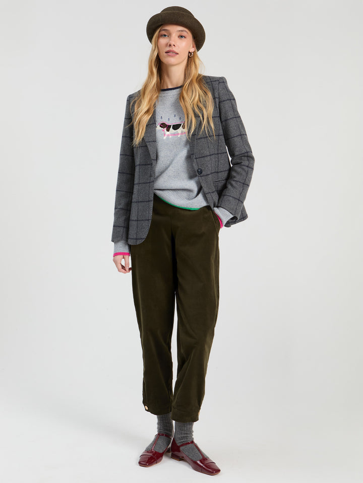 NAVY GREY PLAID BLAZER - VILAGALLO