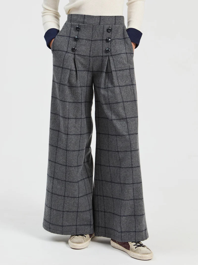 MAYA GREY CHECK TROUSER - VILAGALLO
