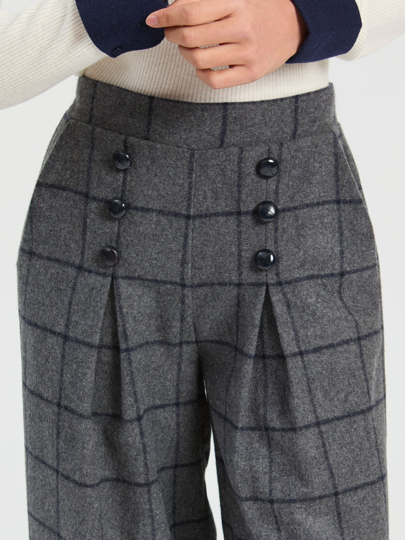 MAYA GREY CHECK TROUSER - VILAGALLO