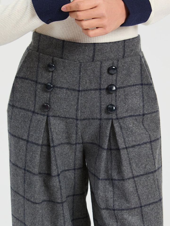 MAYA GREY CHECK TROUSER - VILAGALLO