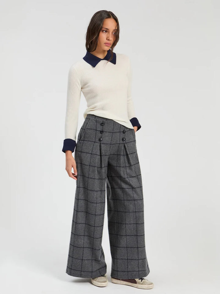 MAYA GREY CHECK TROUSER - VILAGALLO