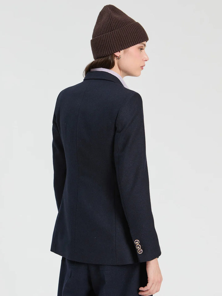 NAVY WOOL BLEND PIN BLAZER - VILAGALLO