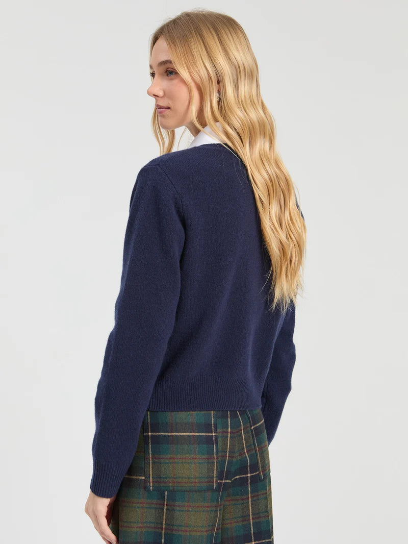 WIIK INTARSIA HEART CARDIGAN (NAVY) - VILAGALLO