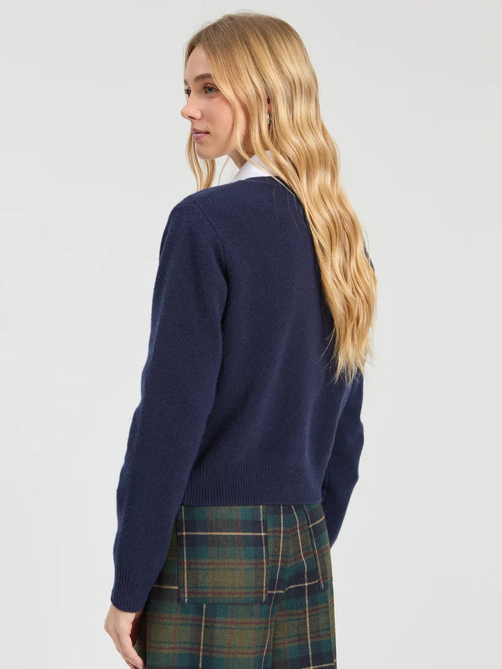 WIIK INTARSIA HEART CARDIGAN (NAVY) - VILAGALLO