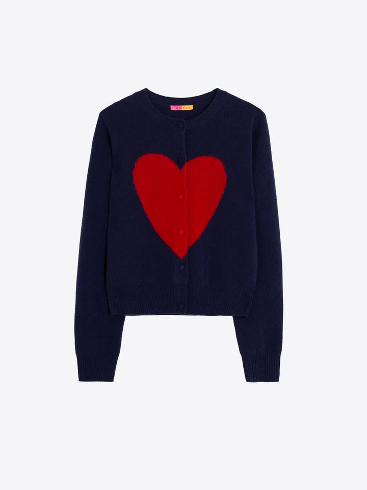 WIIK INTARSIA HEART CARDIGAN (NAVY) - VILAGALLO
