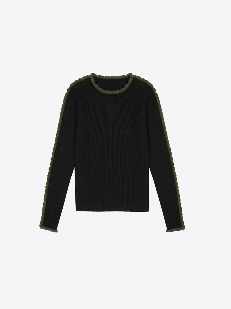 JERSEY GREEN TRIM SWEATER - VILAGALLO