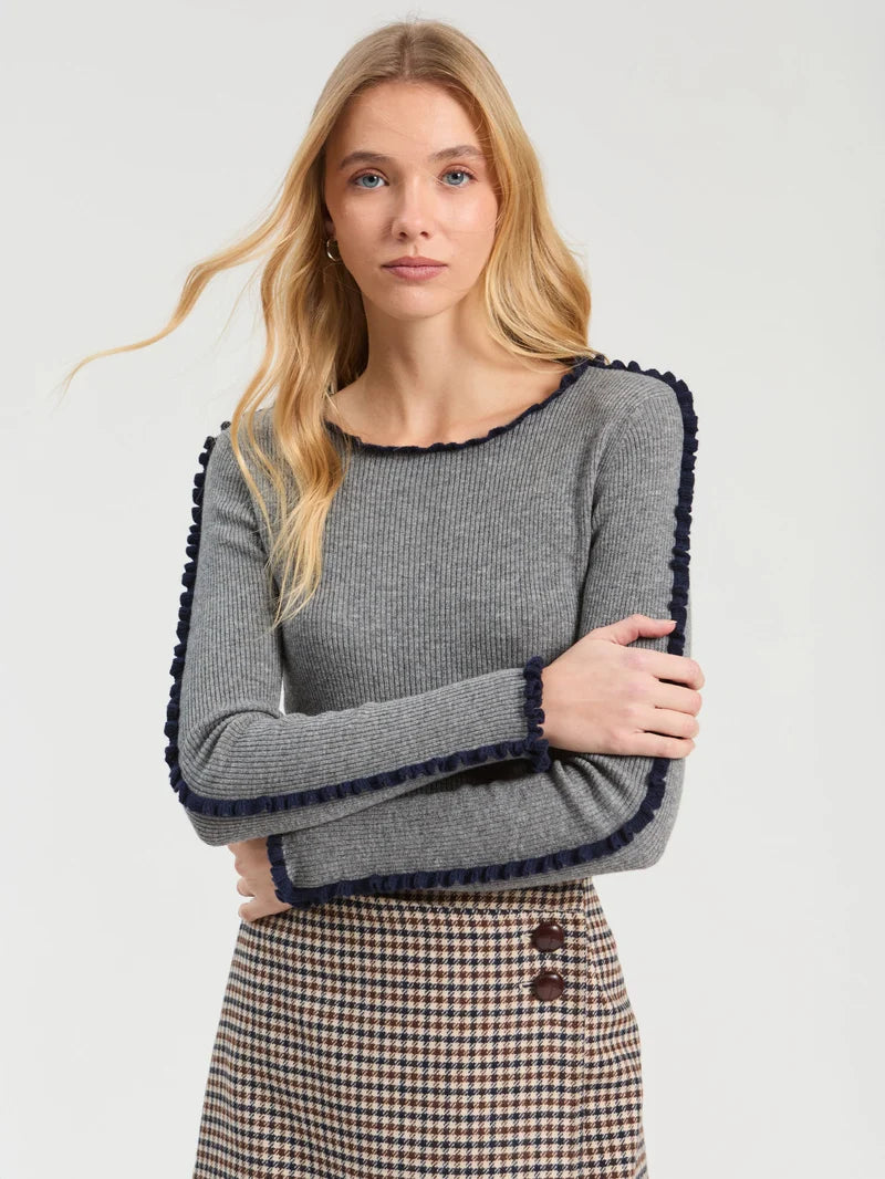 JERSEY RUFFLED SLEEVE SWEATER - VILAGALLO