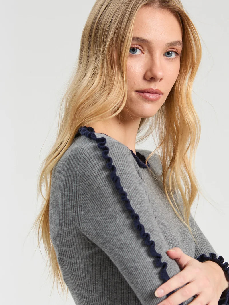 JERSEY RUFFLED SLEEVE SWEATER - VILAGALLO