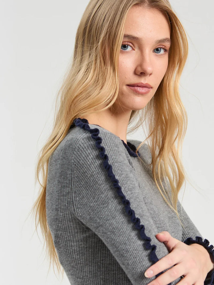 JERSEY RUFFLED SLEEVE SWEATER - VILAGALLO