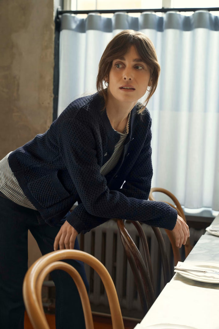 ELMIE FRONT BUTTON CARDIGAN (DARK NAVY) - PART TWO