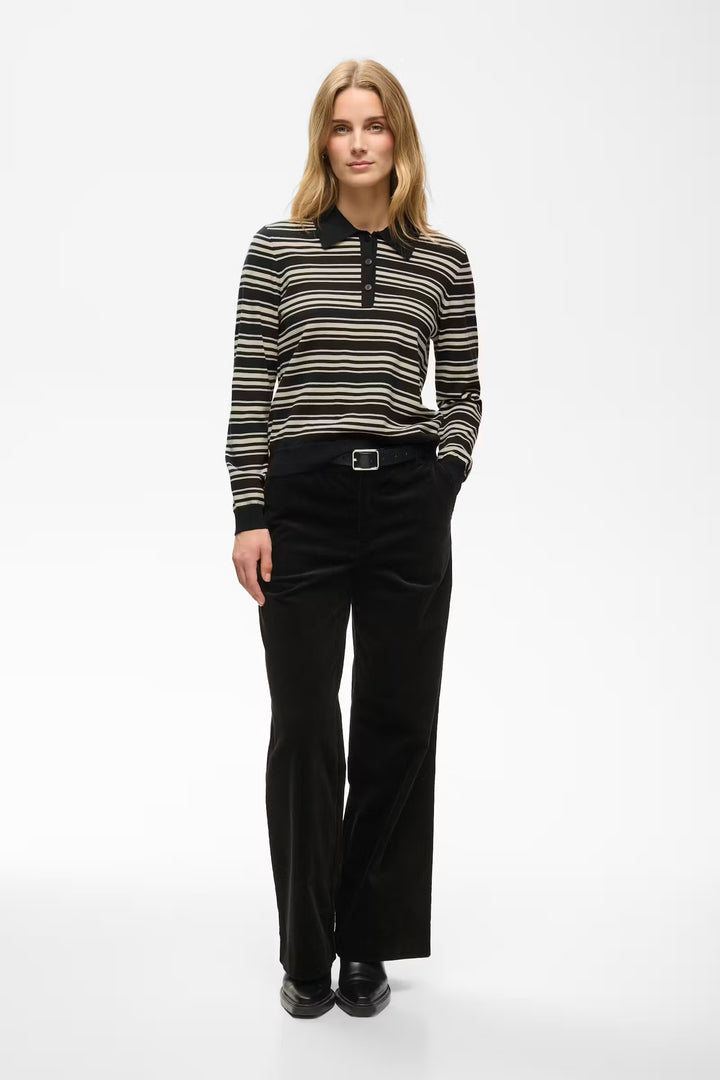 CHANNAN STRIPED POLO PULLOVER (BLACK STRIPE) - PART TWO