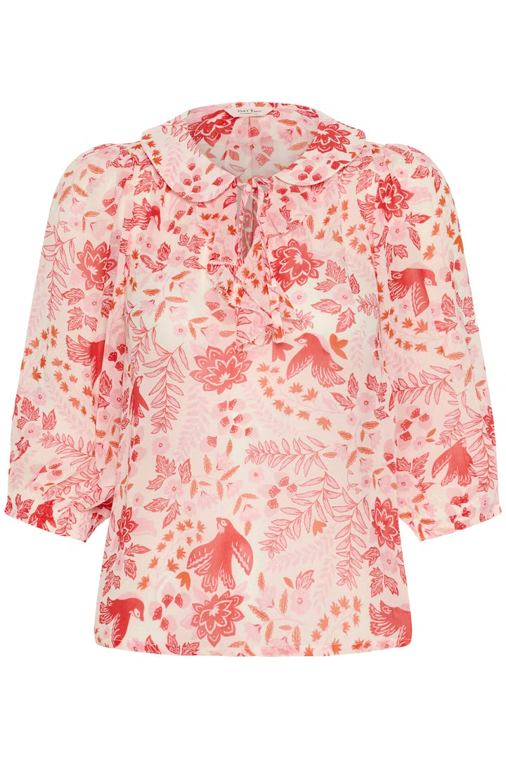 ALVIA BLOUSE (POPPY RED BIRD PRINT) - PART TWO