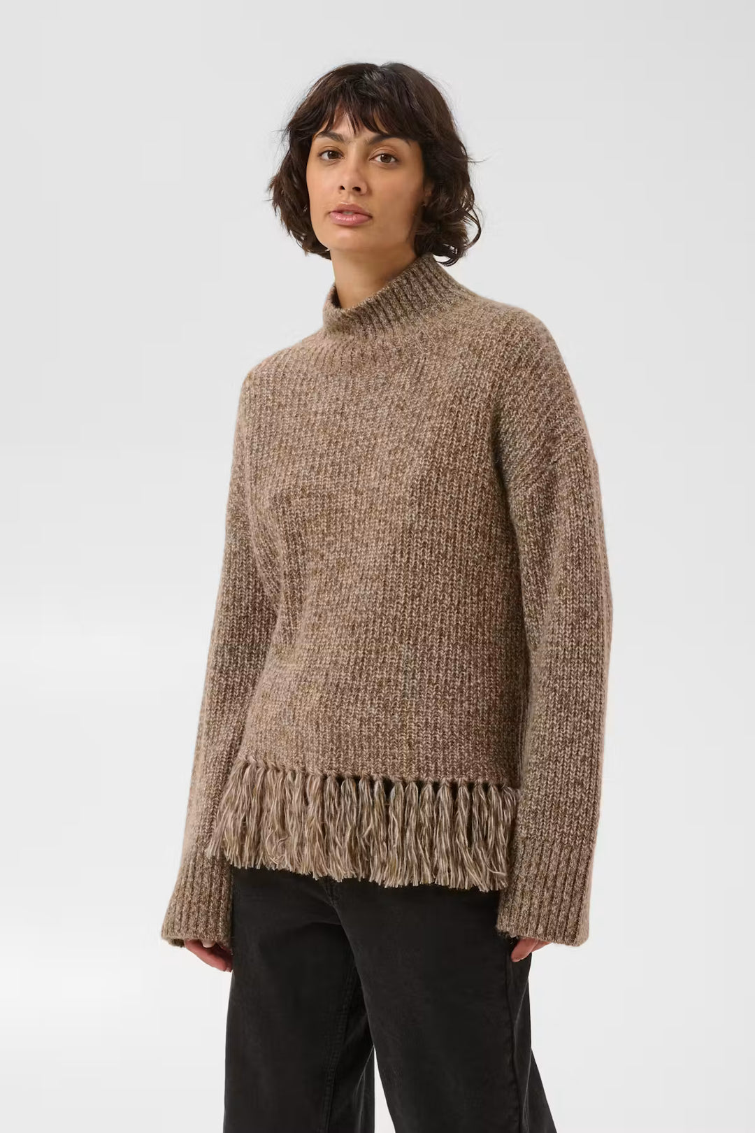 CIMINA FRINGE PULLOVER (BROWN MOULINE) - PART TWO