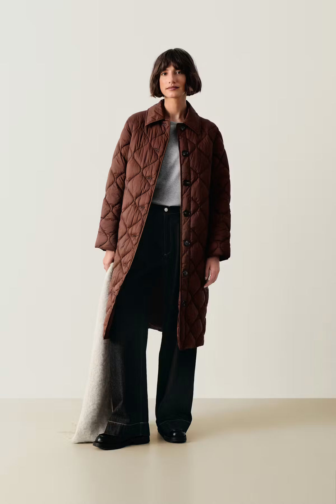 CARINE QUILTED COAT (DOWNTOWN BROWN) - PART TWO