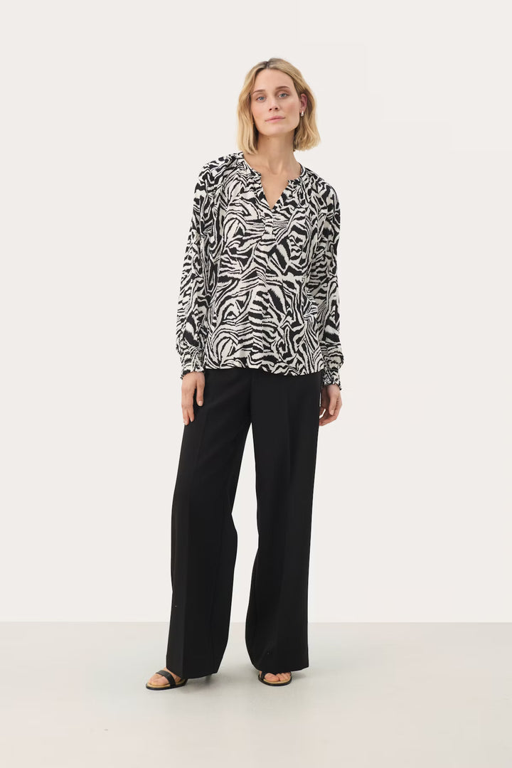TENNIE BLOUSE (BLACK ANIMAL PRINT) - PART TWO
