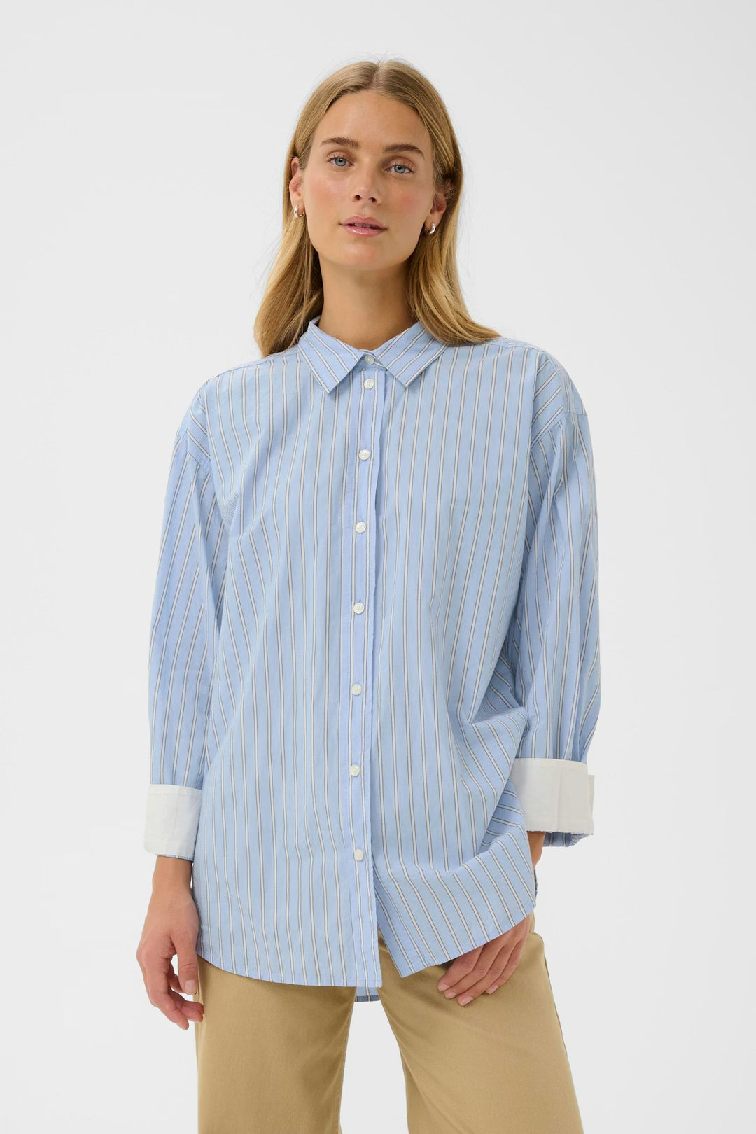 SAVANNA CONTRAST CUFF SHIRT (HYDRANGEA STRIPE) - PART TWO