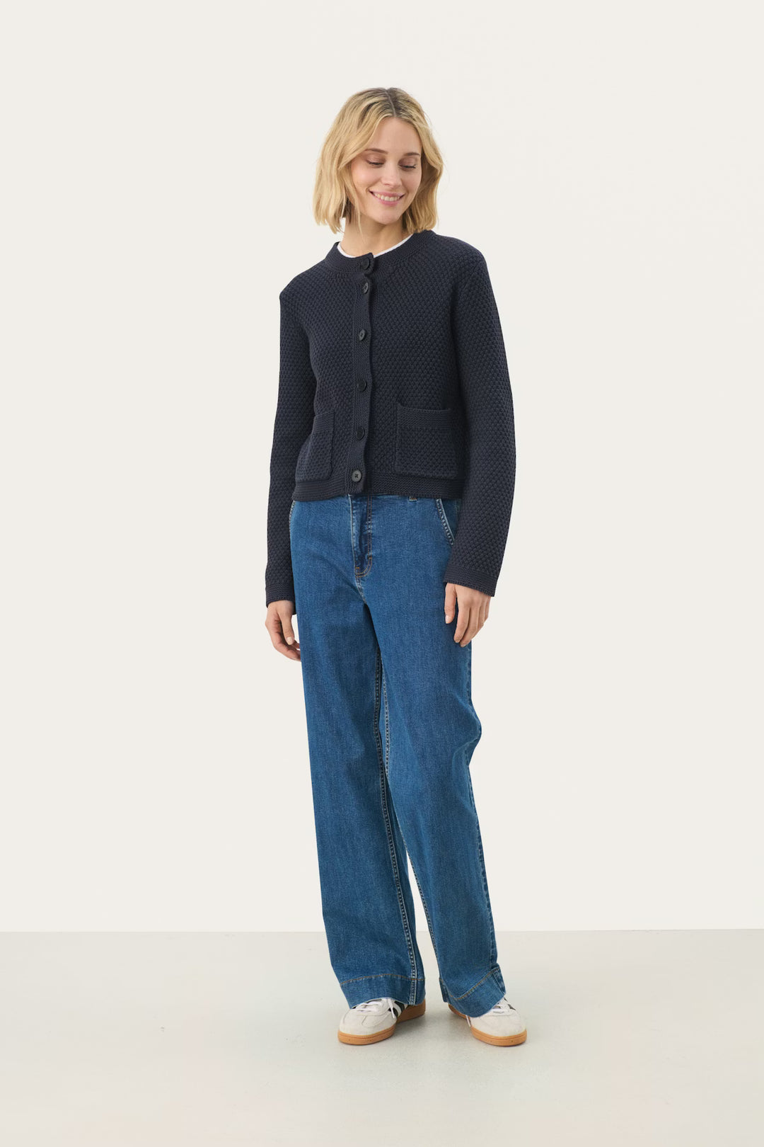 ELMIE FRONT BUTTON CARDIGAN (DARK NAVY) - PART TWO