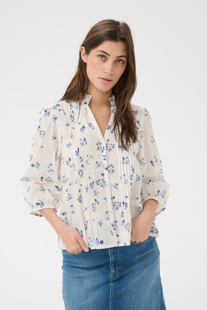 BRITH FLORAL BLOUSE (BRIGHT WHITE)