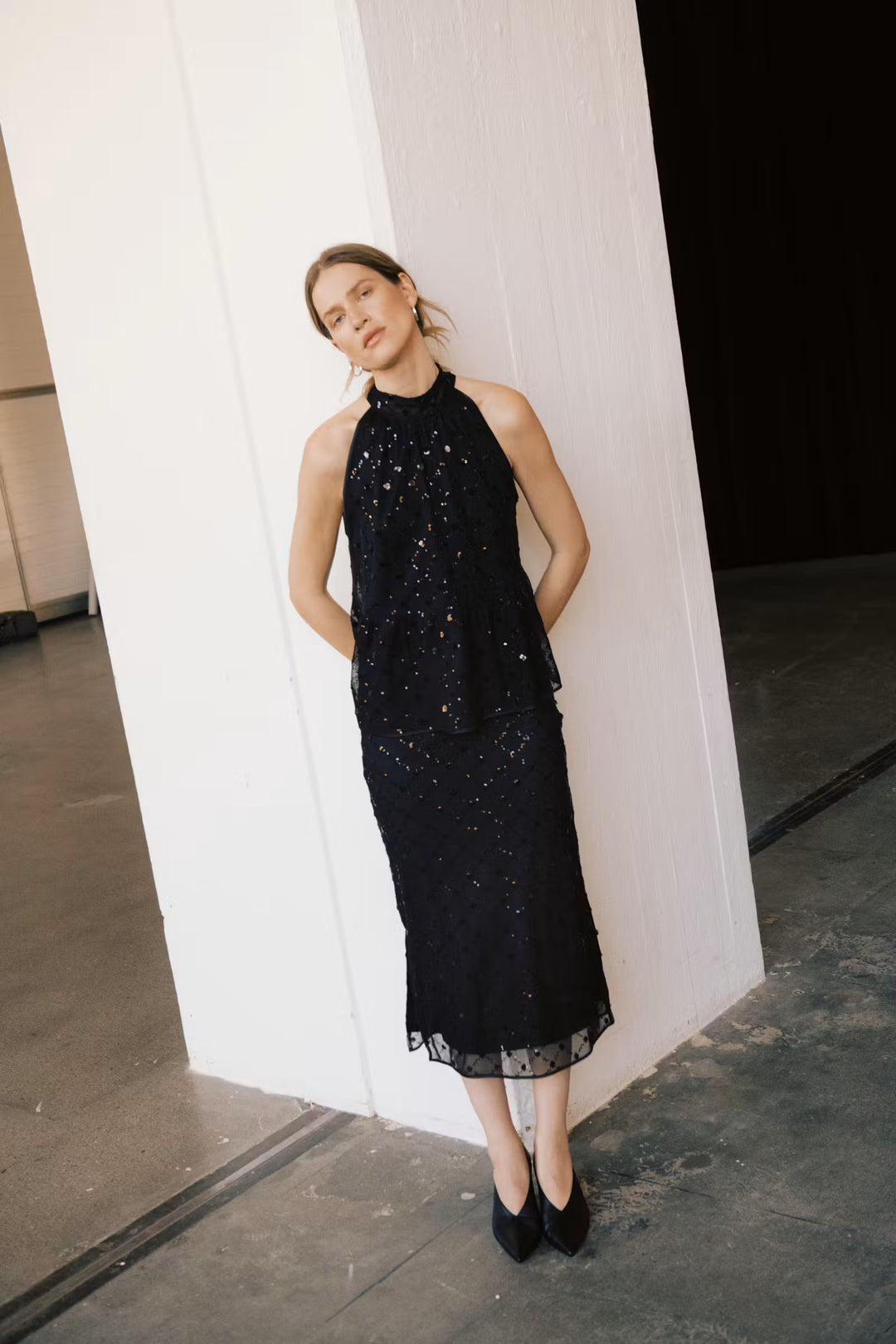 VIVIKA SEQUIN SKIRT (BLACK PLACED SEQUIN) - PART TWO
