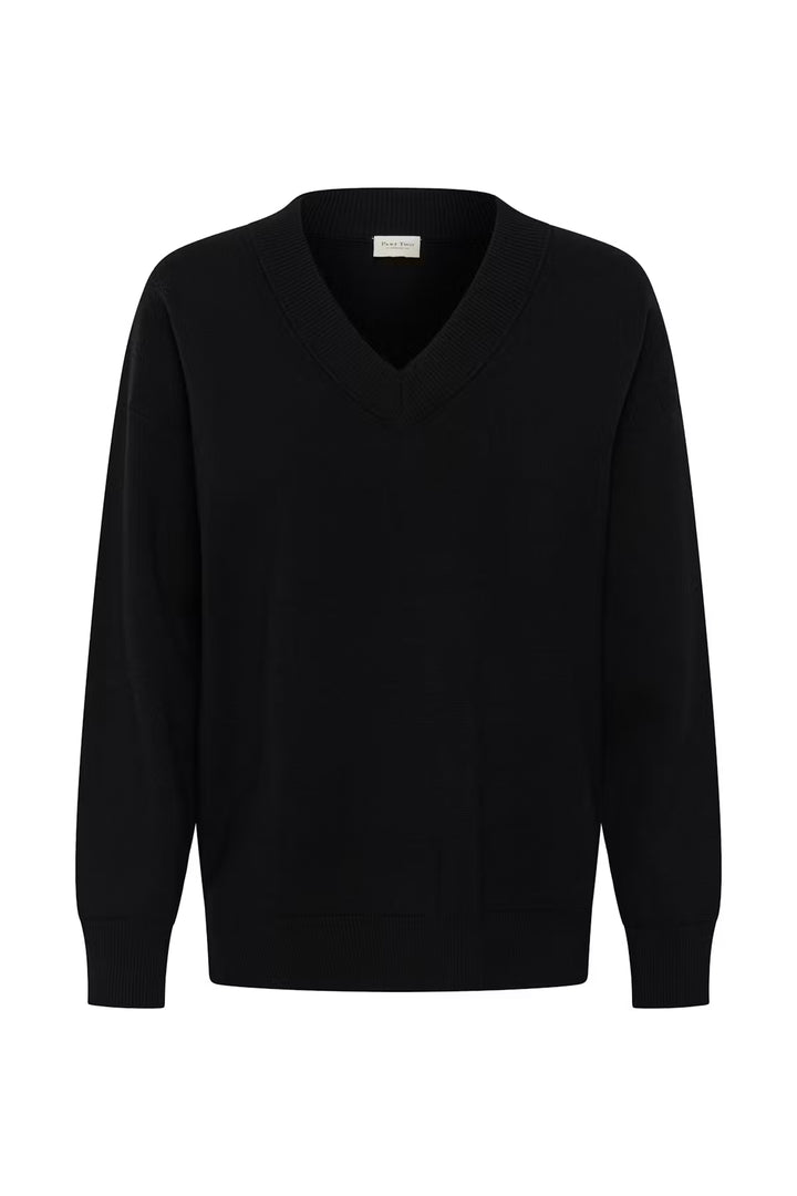 CHANTALLY V-NECK PULLOVER (BLACK) - PART TWO