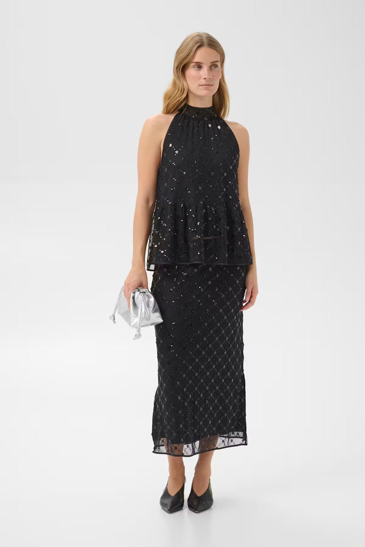 VIVIKA SEQUIN SKIRT (BLACK PLACED SEQUIN) - PART TWO