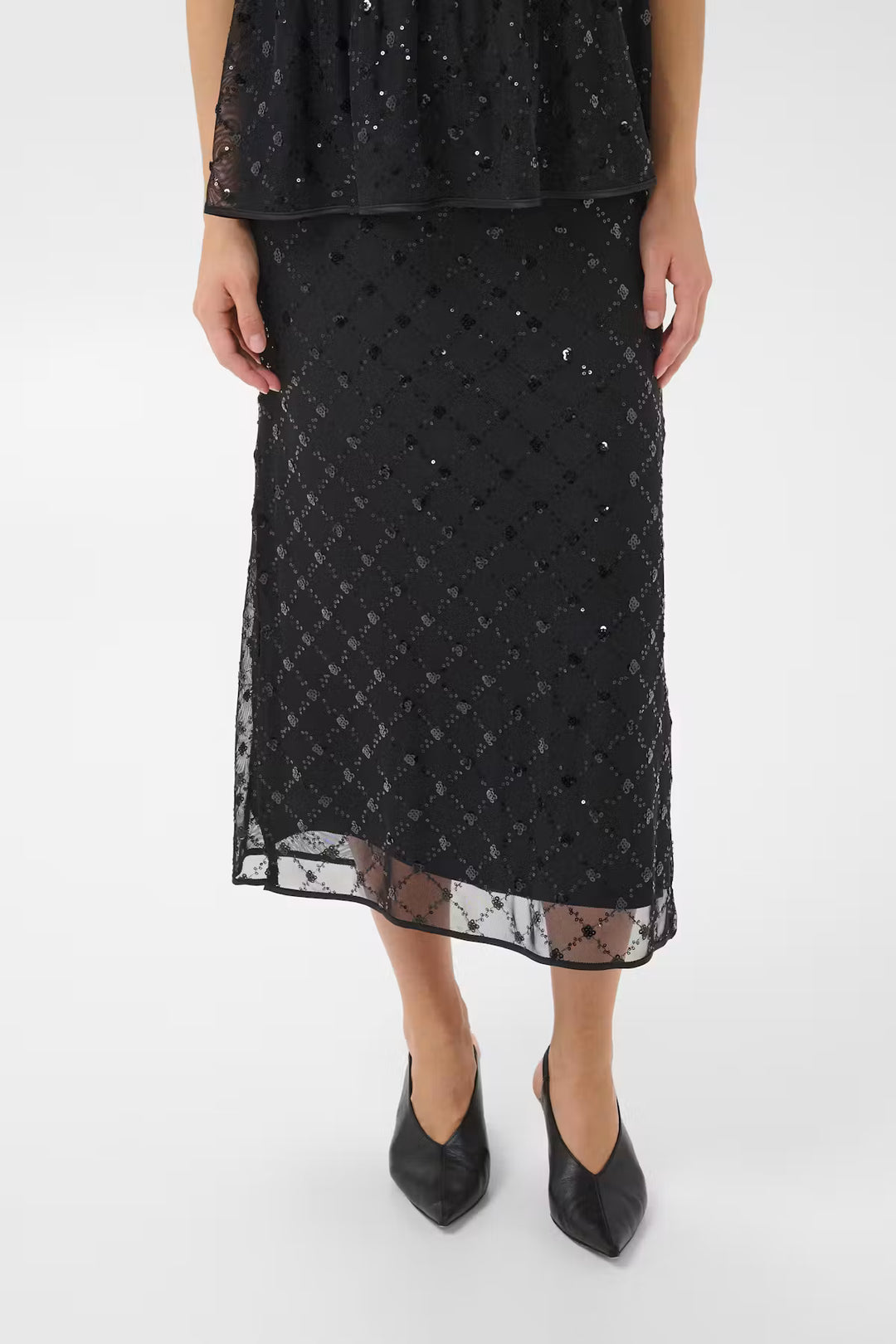 VIVIKA SEQUIN SKIRT (BLACK PLACED SEQUIN) - PART TWO
