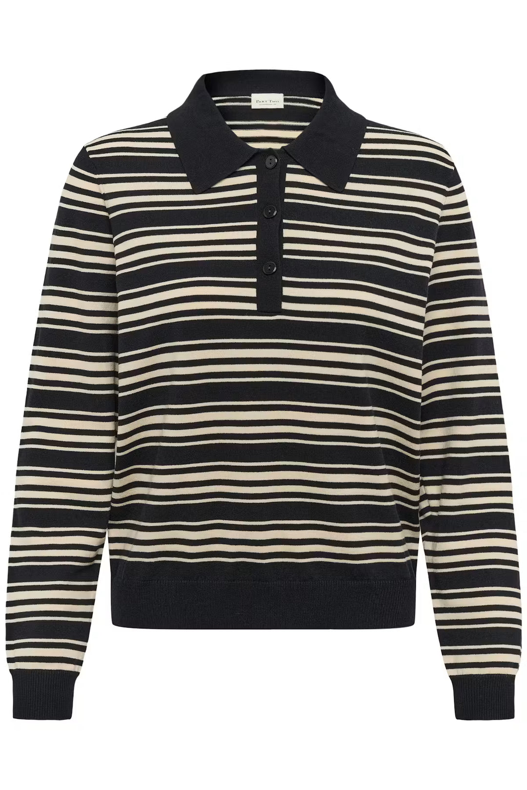 CHANNAN STRIPED POLO PULLOVER (BLACK STRIPE) - PART TWO