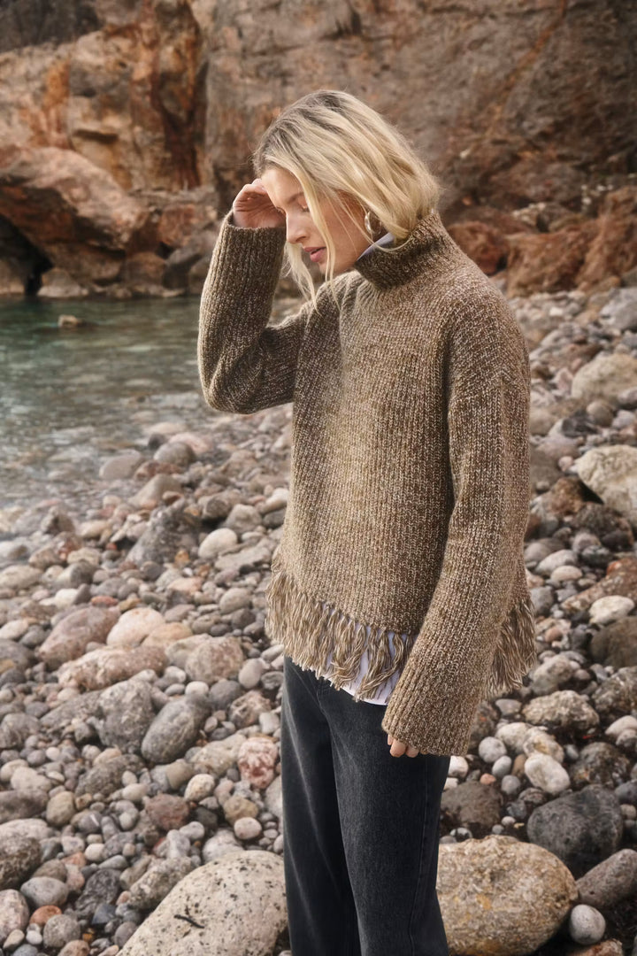 CIMINA FRINGE PULLOVER (BROWN MOULINE) - PART TWO