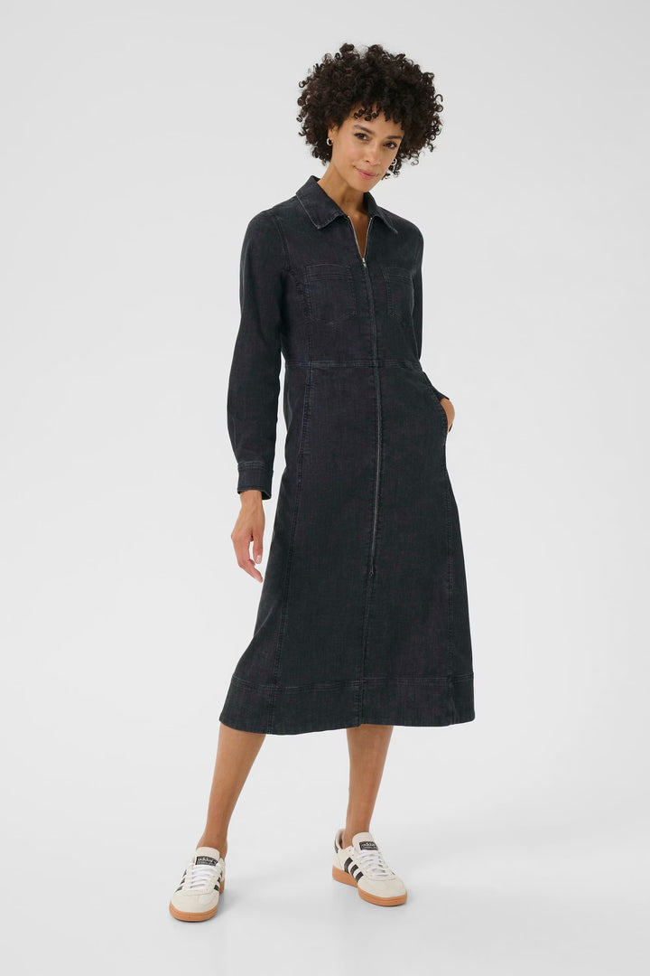 SANNIS LONG DENIM DRESS (BLACK WASHED DENIM) - PART TWO