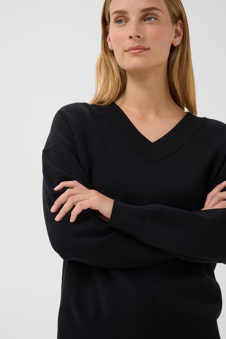 CHANTALLY V-NECK PULLOVER (BLACK) - PART TWO