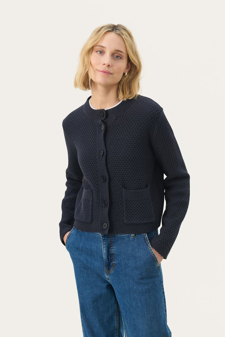 ELMIE FRONT BUTTON CARDIGAN (DARK NAVY) - PART TWO