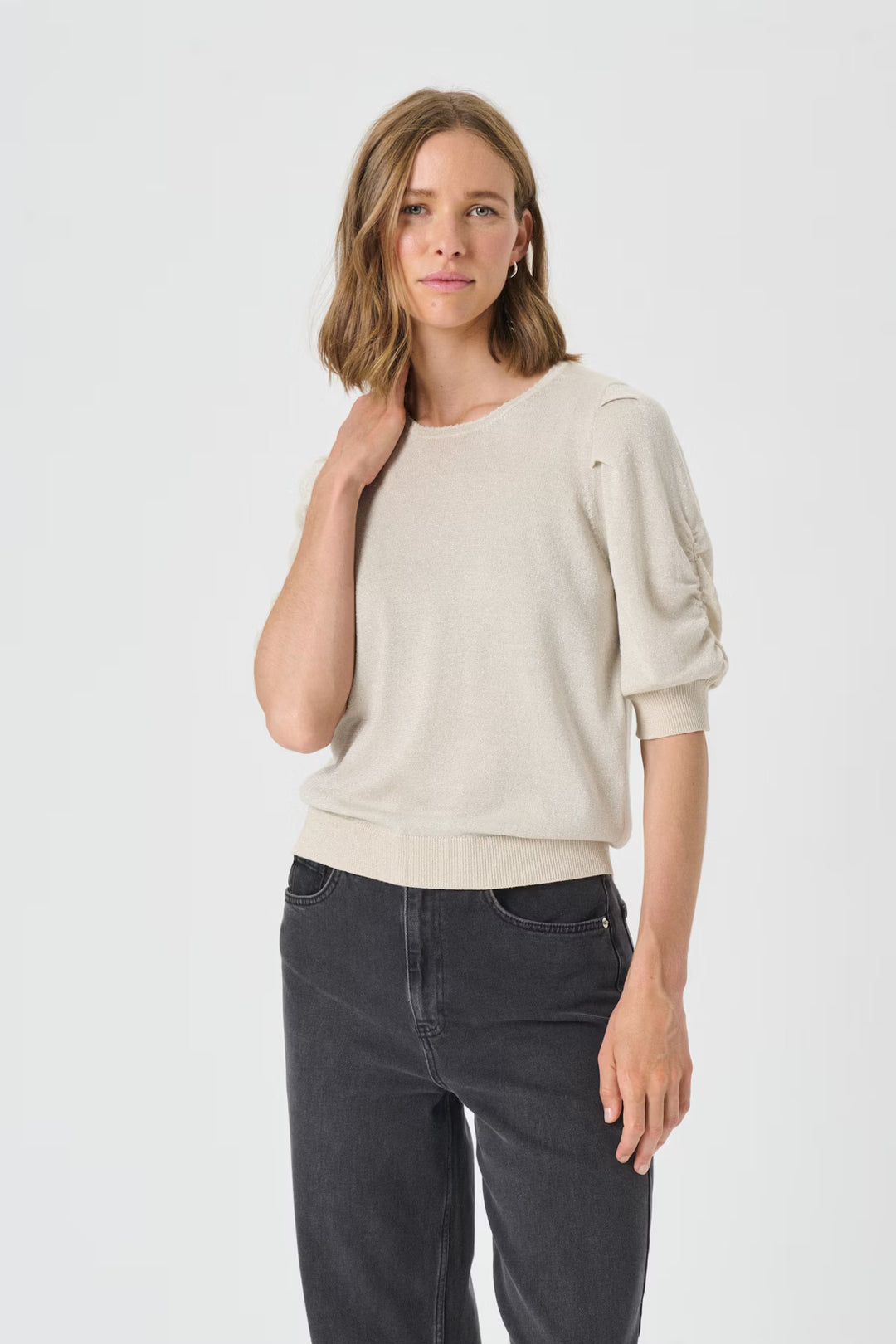 VARAIA PULLOVER BLOUSE (WHITECAP GREY)- PART TWO