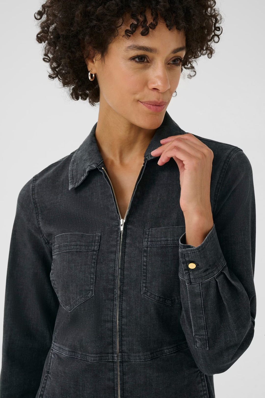 SANNIS LONG DENIM DRESS (BLACK WASHED DENIM) - PART TWO