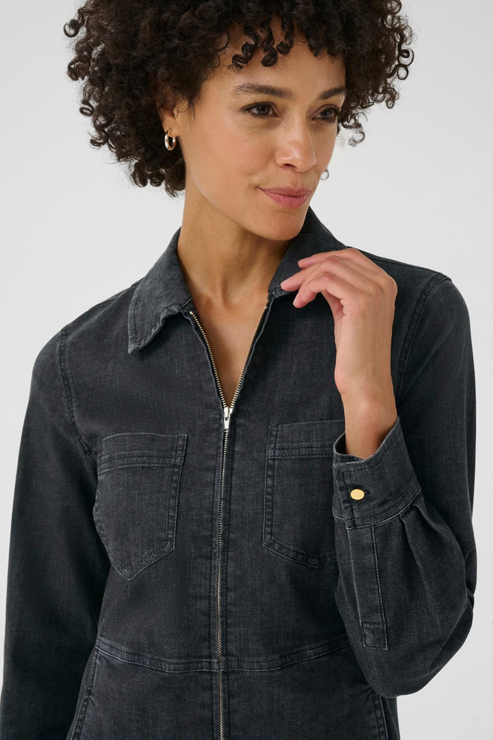 SANNIS LONG DENIM DRESS (BLACK WASHED DENIM) - PART TWO