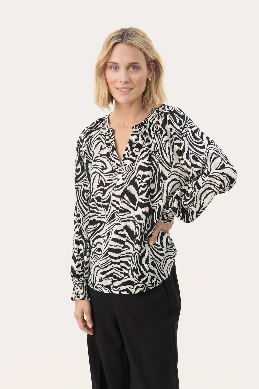 TENNIE BLOUSE (BLACK ANIMAL PRINT) - PART TWO