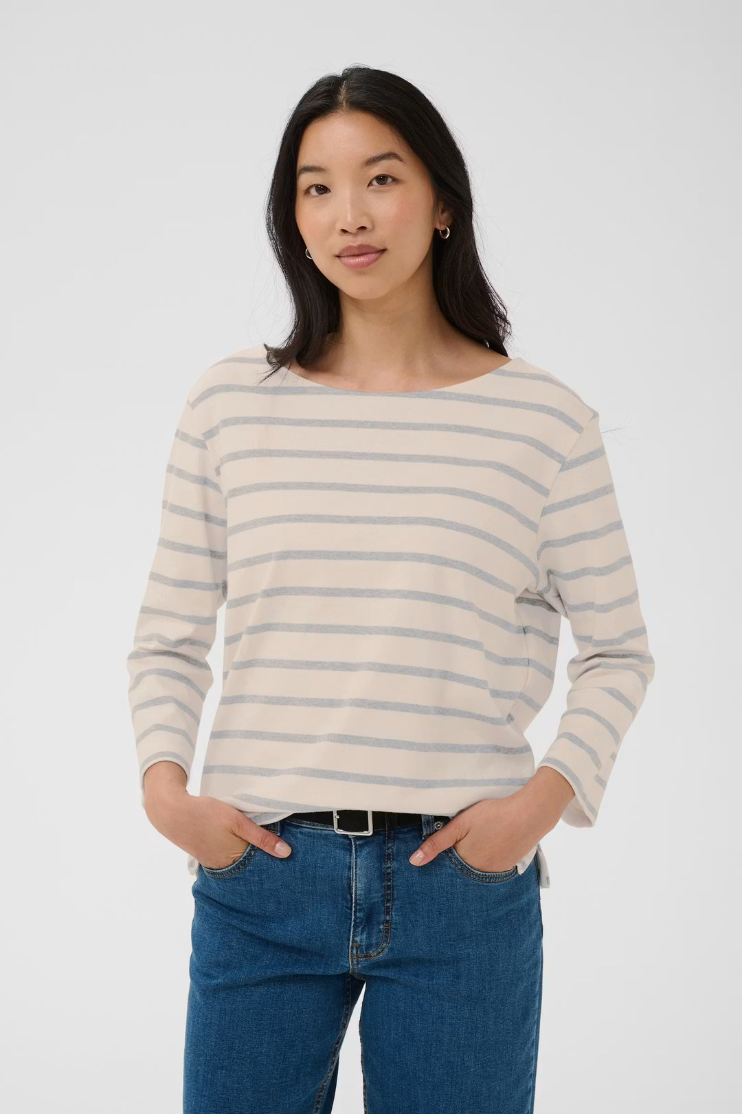 NELA BOATNECK TOP (EGGNOG GREY STRIPE) - PART TWO