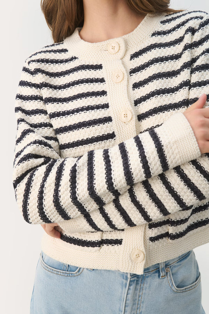 ELMIE STRIPED CARDIGAN (DARK NAVY STRIPE) - PART TWO