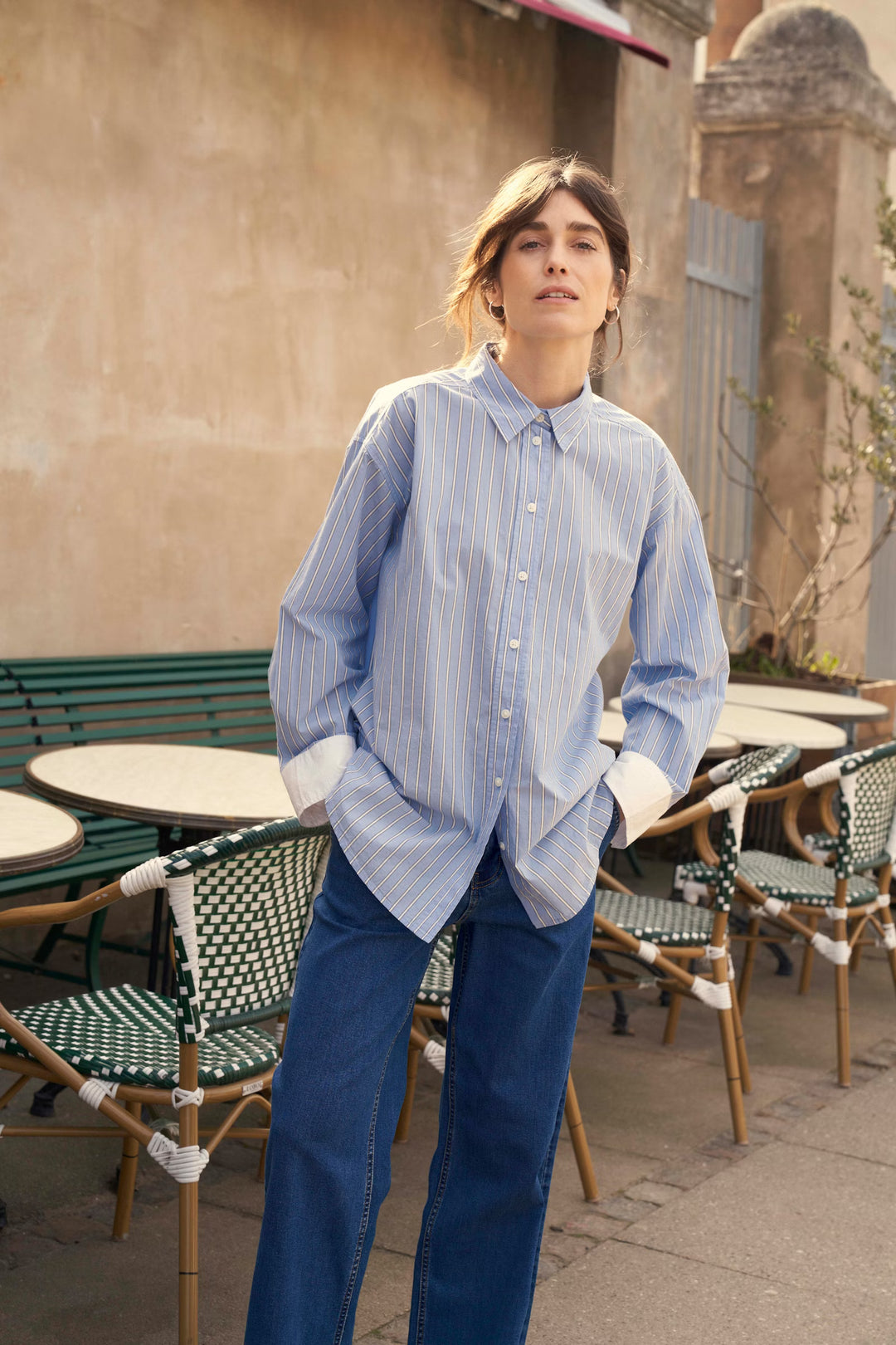 SAVANNA CONTRAST CUFF SHIRT (HYDRANGEA STRIPE) - PART TWO