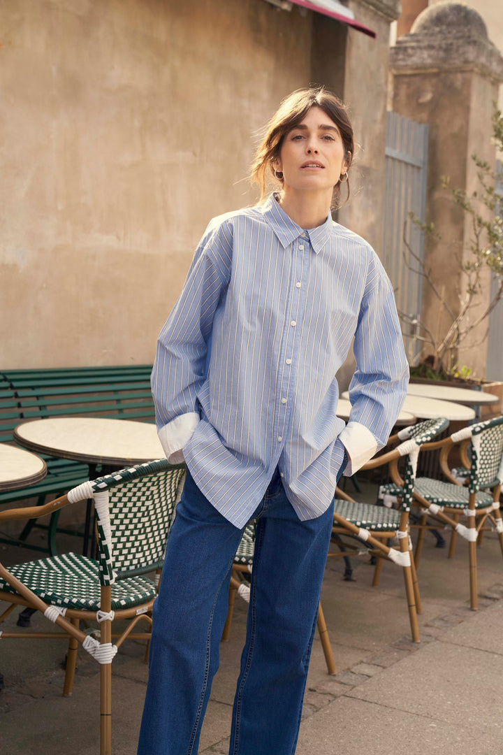 SAVANNA CONTRAST CUFF SHIRT (HYDRANGEA STRIPE) - PART TWO