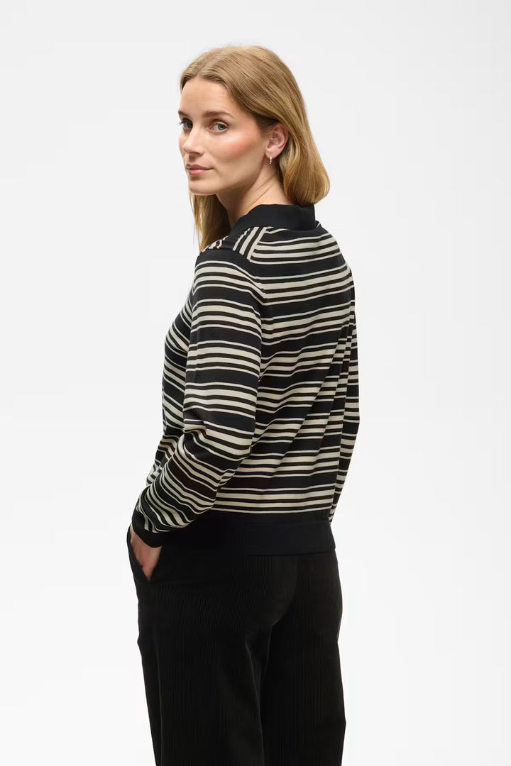 CHANNAN STRIPED POLO PULLOVER (BLACK STRIPE) - PART TWO