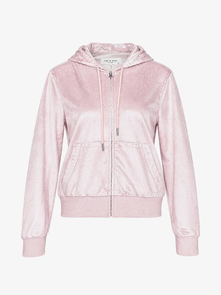 MIRAMAR VELVET ZIP HOODIE (PINK MARBLE) - RAG & BONE