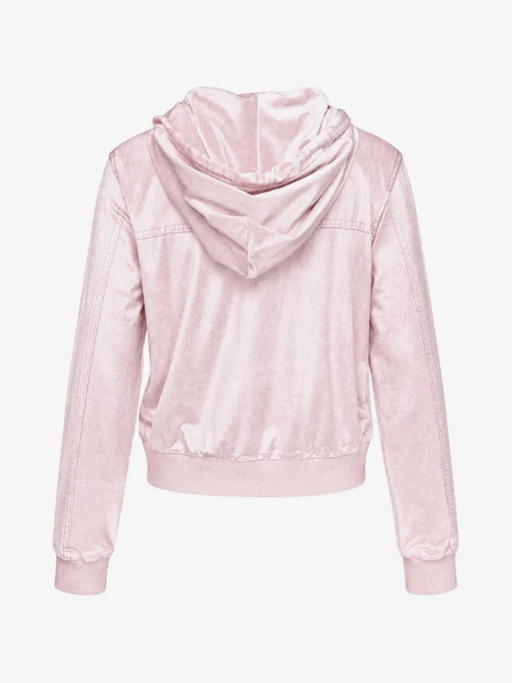 MIRAMAR VELVET ZIP HOODIE (PINK MARBLE) - RAG & BONE