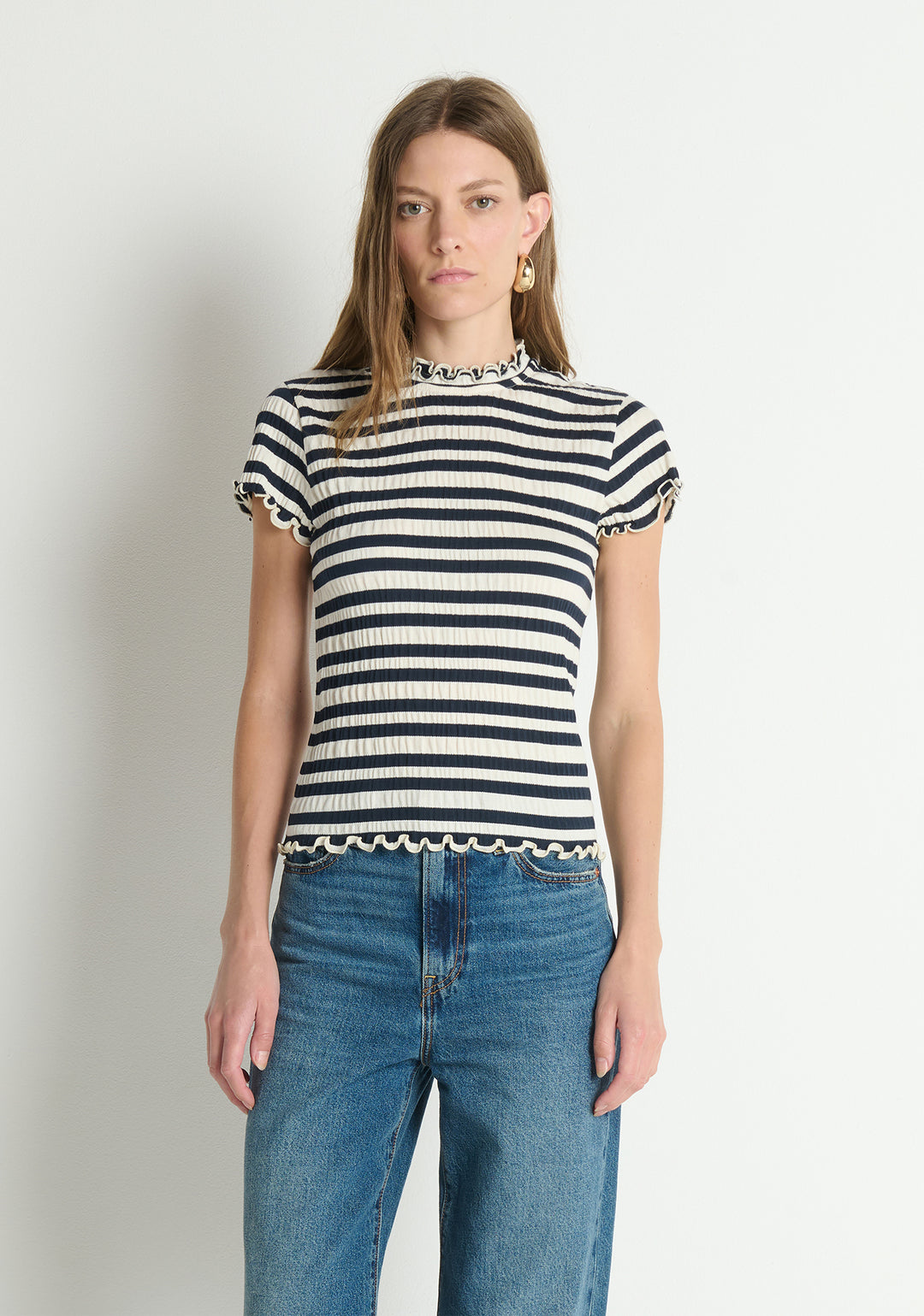 NATALIA TOP (CRINKLE STRIPE) - NATION