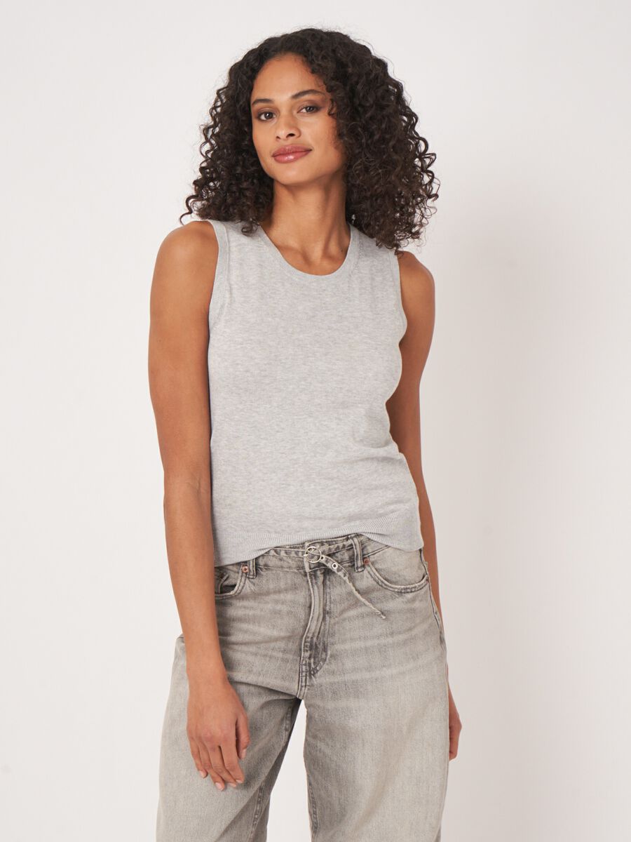 BASIC COTTON BLEND KNITTED TANK (SOFT GREY) - REPEAT