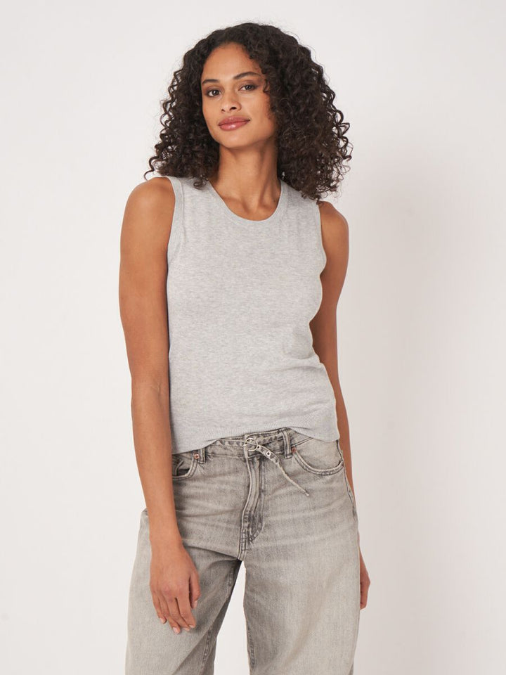 BASIC COTTON BLEND KNITTED TANK (SOFT GREY) - REPEAT