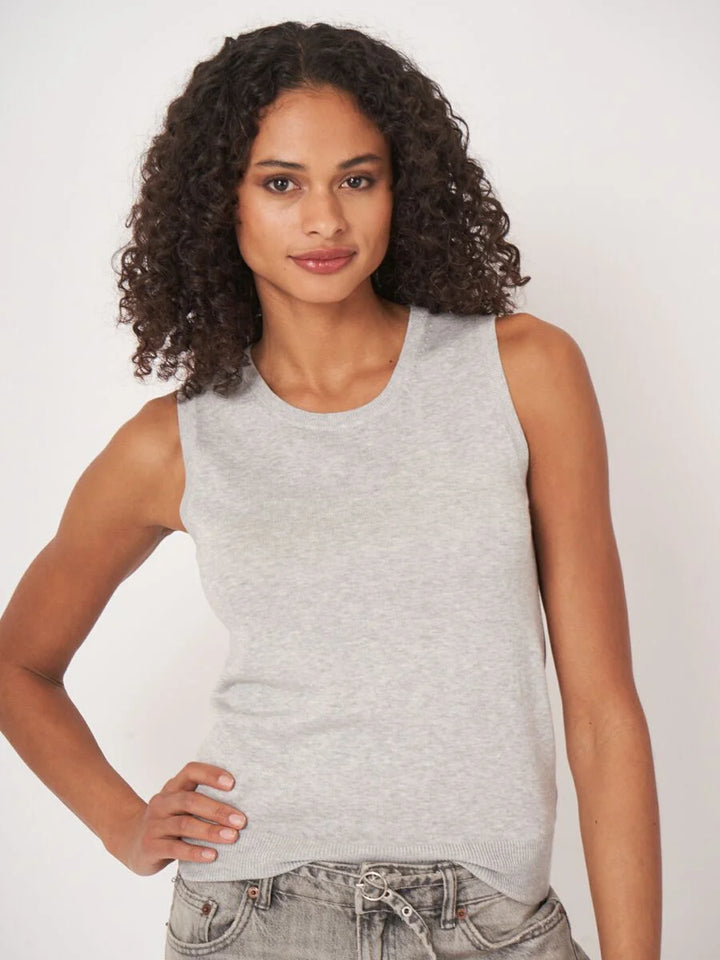BASIC COTTON BLEND KNITTED TANK (SOFT GREY) - REPEAT